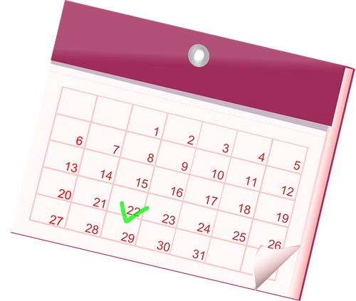 Calendar with the 22nd check marked in green.
